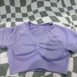 seamless, short-sleeve athletic crop top